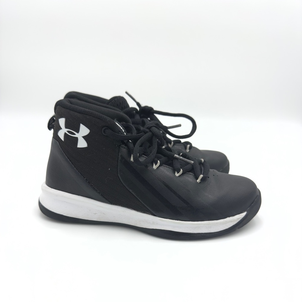 Boys Under Armour Black and White High-Top Shoes